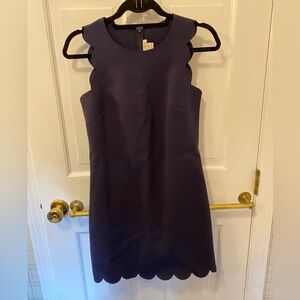 J. Crew Scalloped Navy Shift Dress size 00 NEW w/out tags